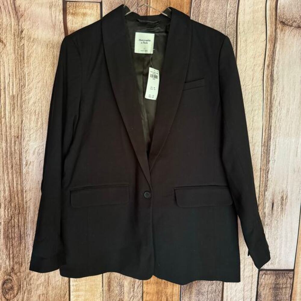 Abercrombie & Fitch Blazer Black Tailored Work‎ Office Business Casual Large NWT